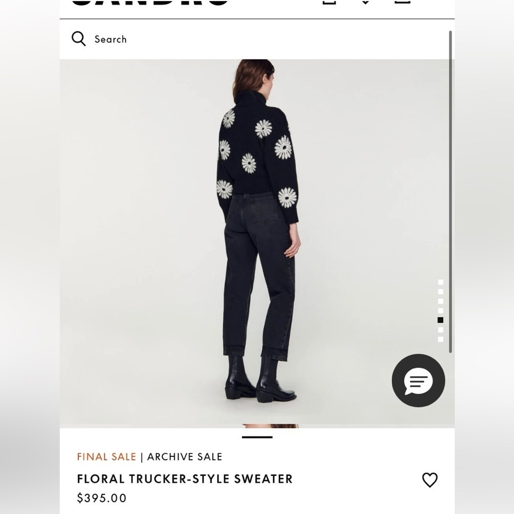 Sandro Floral Trucker-Style Sweater